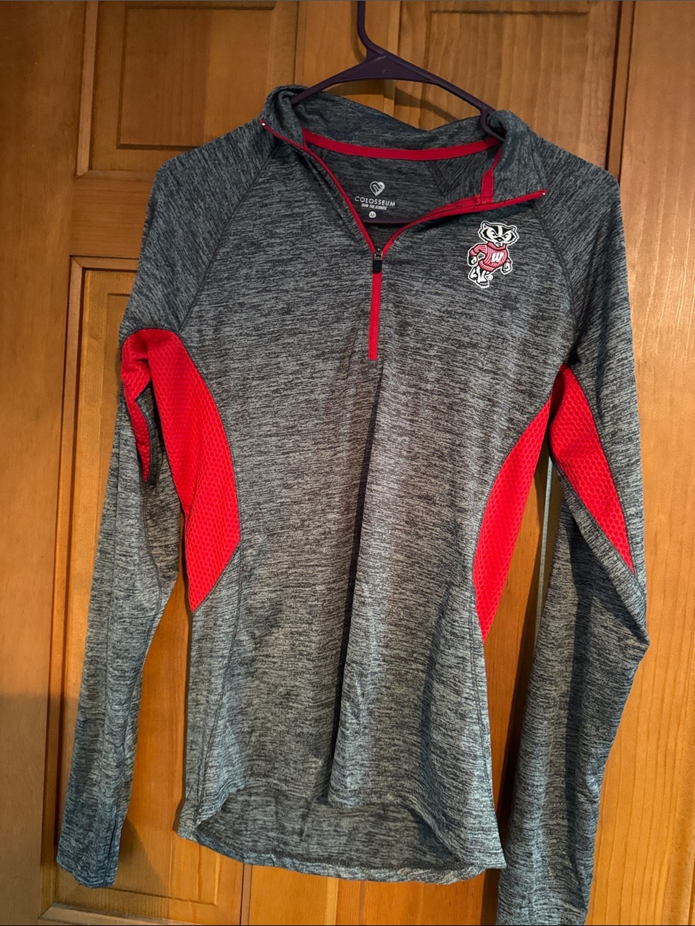 Colosseum Women’s Grey and Red Half-Zip Athletic Pullover